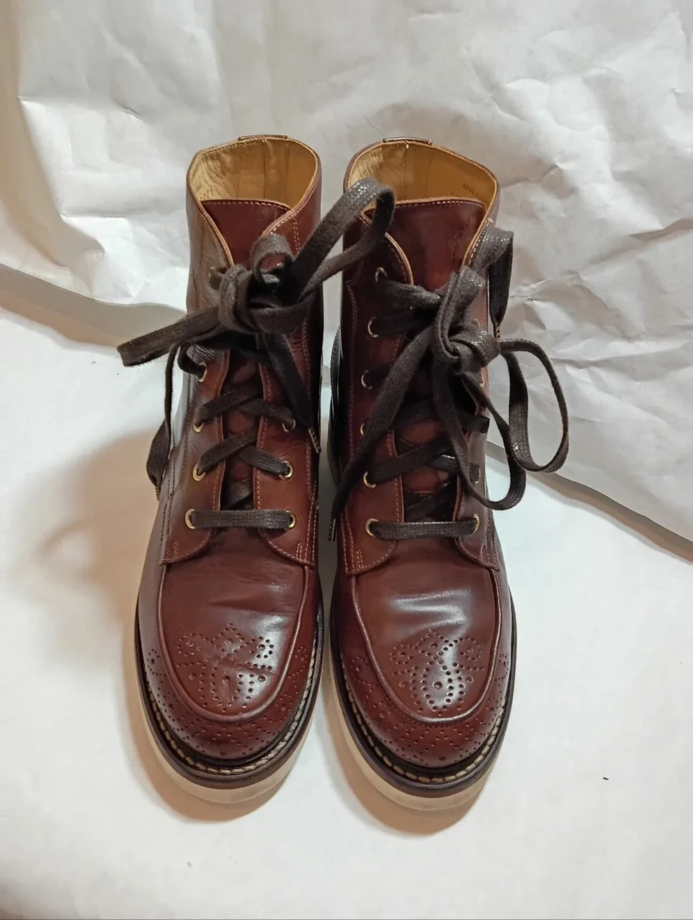 The Office of Angela Scott Mr. Ryan wedge chukka boots 38.brown leather lace up